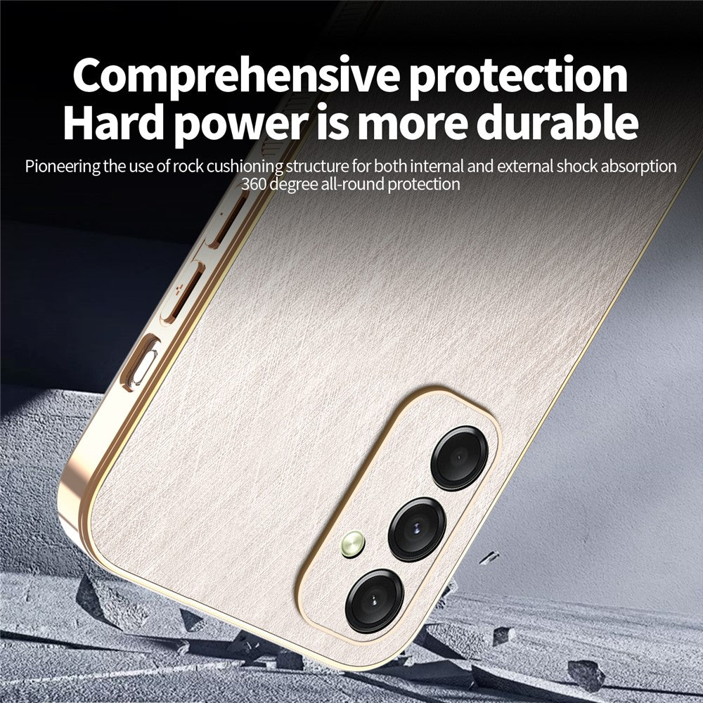 KADEM For Samsung Galaxy A17 5G Case Electroplating Silk Texture PU + TPU Phone Back Cover - Gold