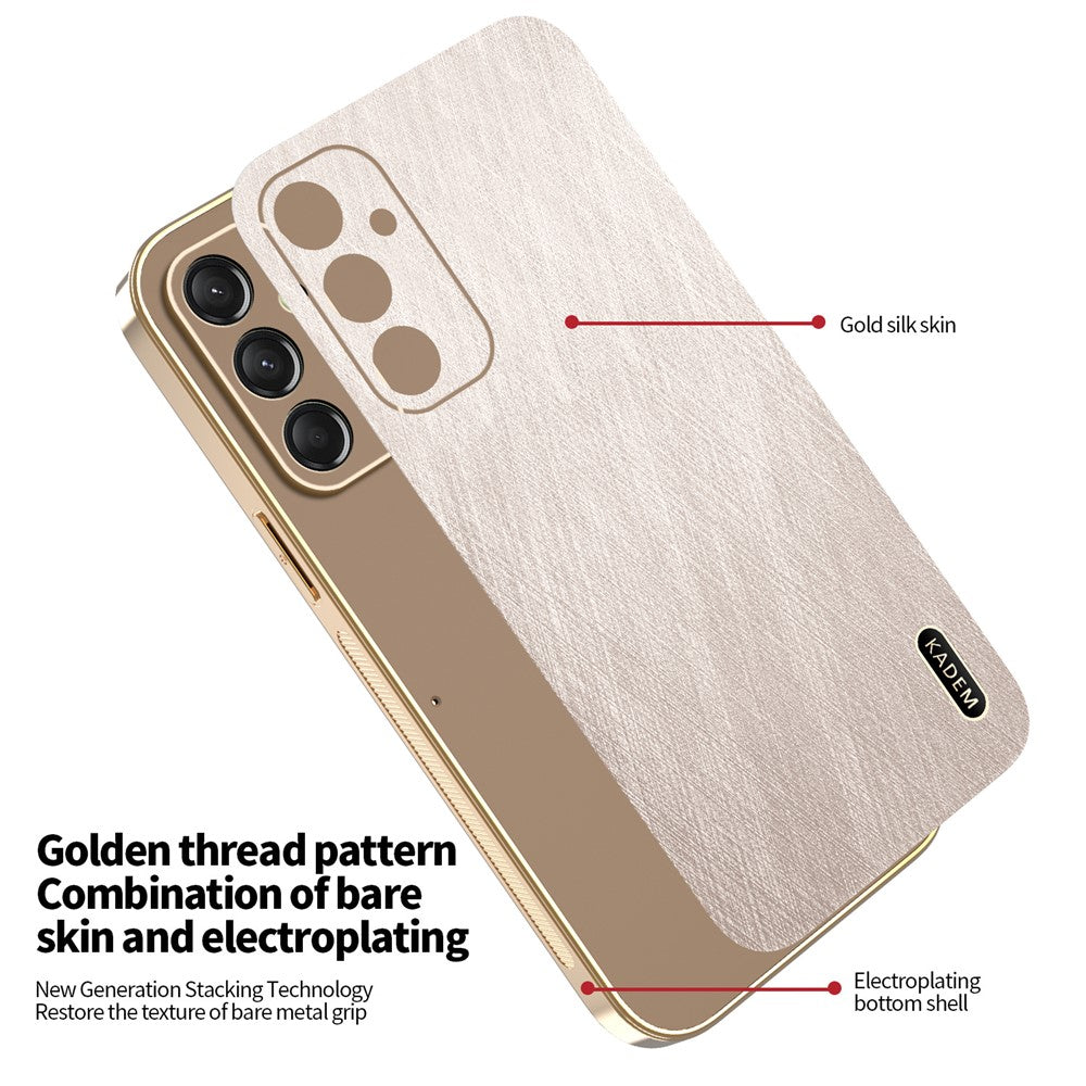 KADEM For Samsung Galaxy A17 5G Case Electroplating Silk Texture PU + TPU Phone Back Cover - Gold