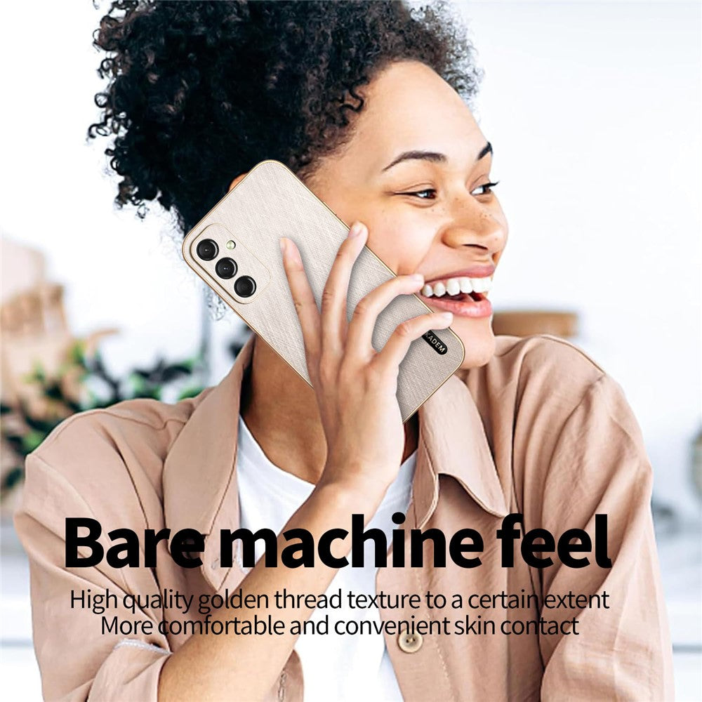 KADEM For Samsung Galaxy A17 5G Case Electroplating Silk Texture PU + TPU Phone Back Cover - Gold