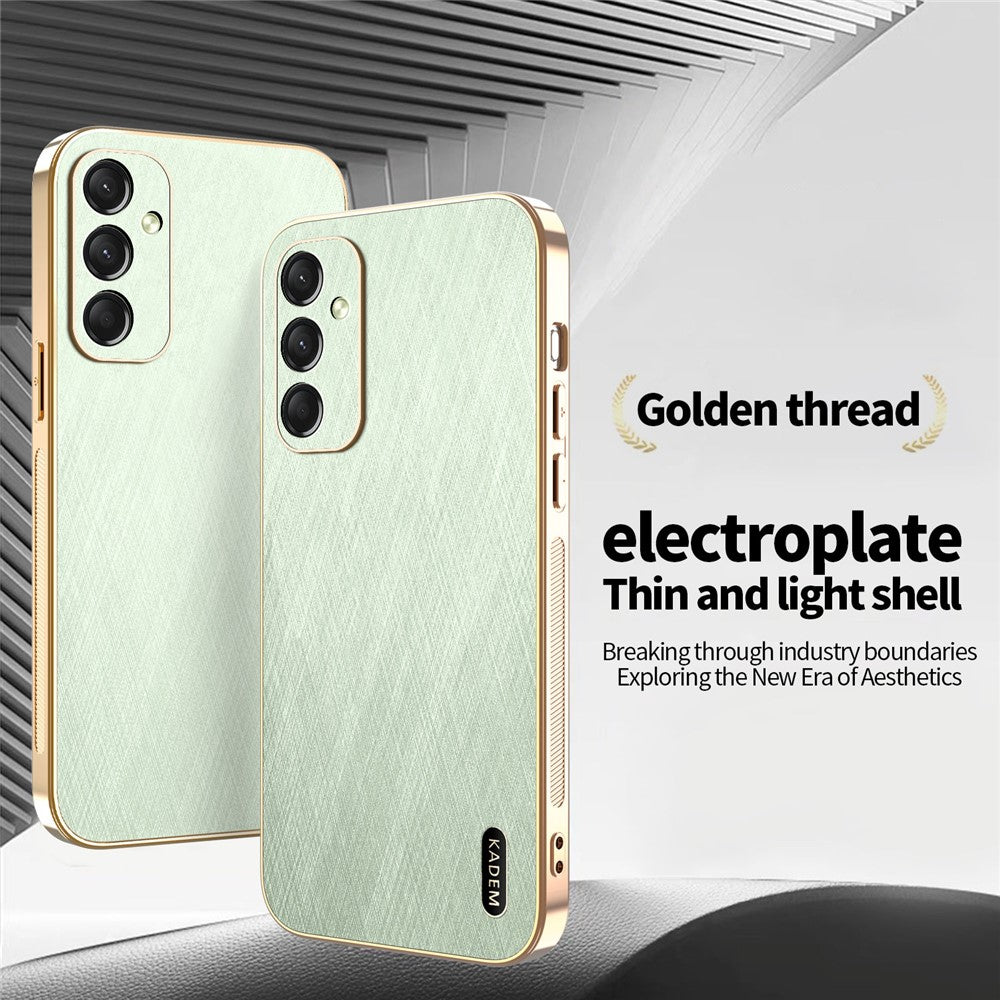 KADEM For Samsung Galaxy A17 5G Case Electroplating Silk Texture PU + TPU Phone Back Cover - Green