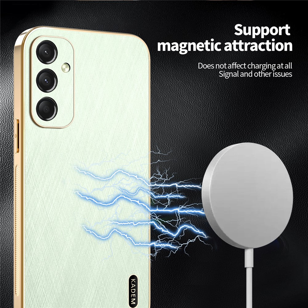 KADEM For Samsung Galaxy A17 5G Case Electroplating Silk Texture PU + TPU Phone Back Cover - Green