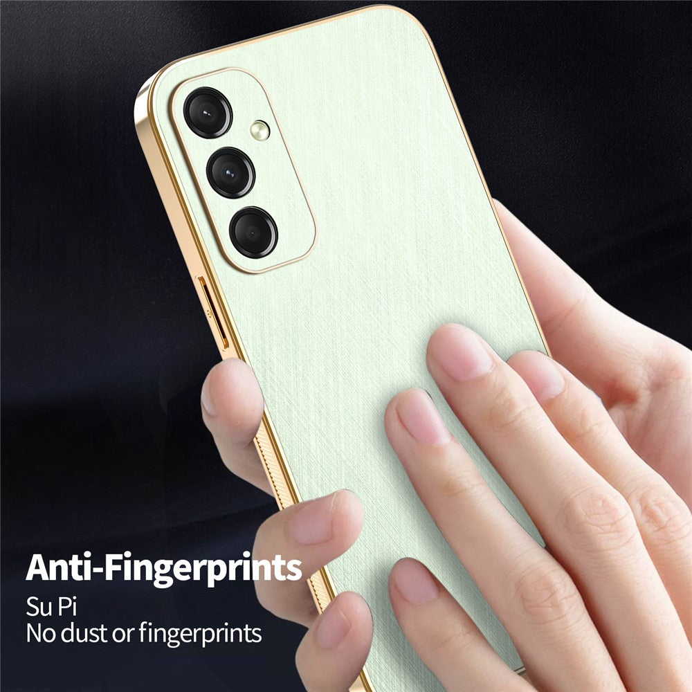 KADEM For Samsung Galaxy A17 5G Case Electroplating Silk Texture PU + TPU Phone Back Cover - Green