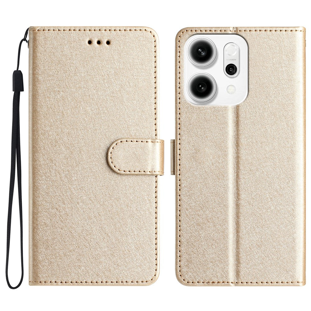 For Oppo Reno14 Pro 5G (Global) Wallet Case Leather Folio Phone Cover Magnetic Clasp - Gold