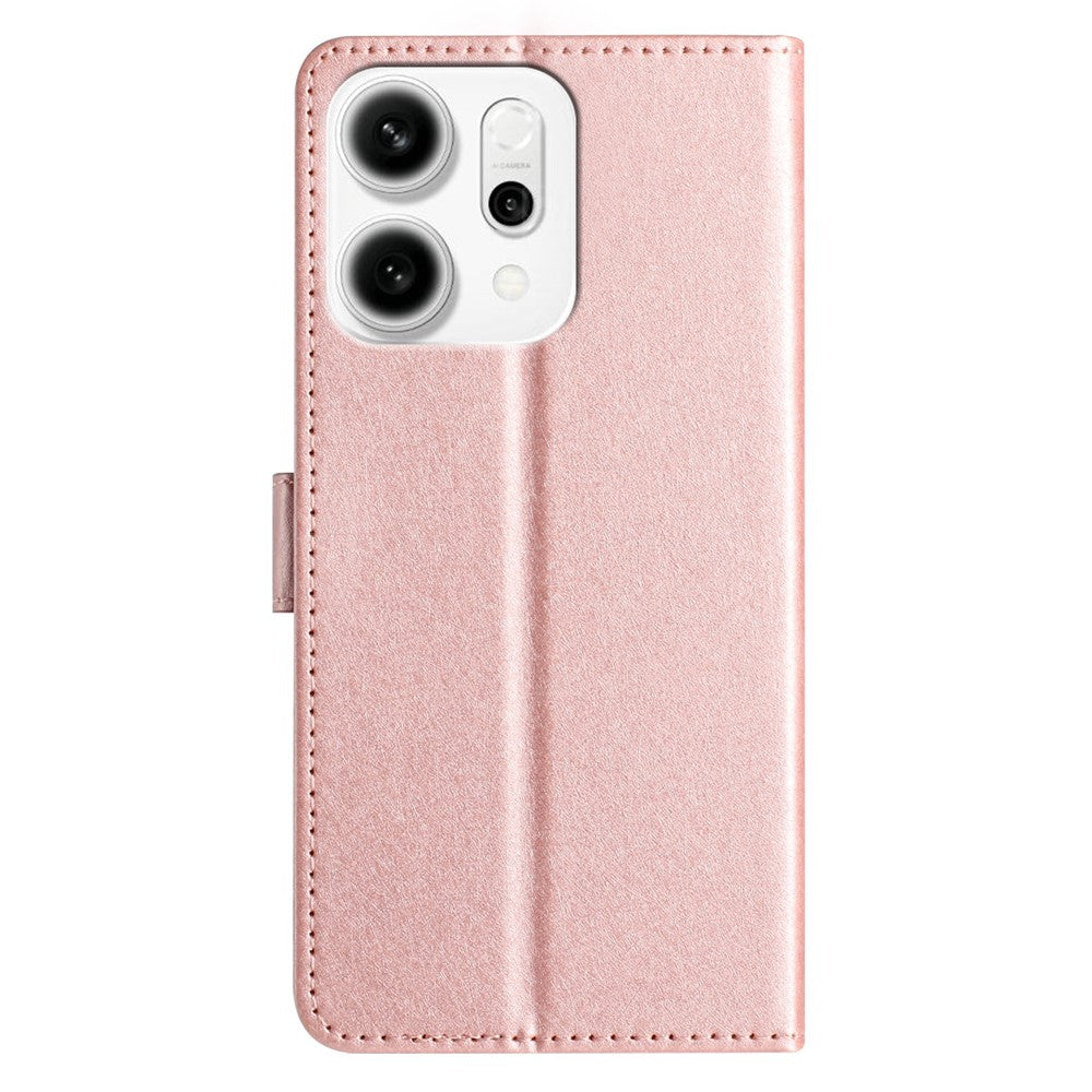 For Oppo Reno14 Pro 5G (Global) Wallet Case Leather Folio Phone Cover Magnetic Clasp - Rose Gold