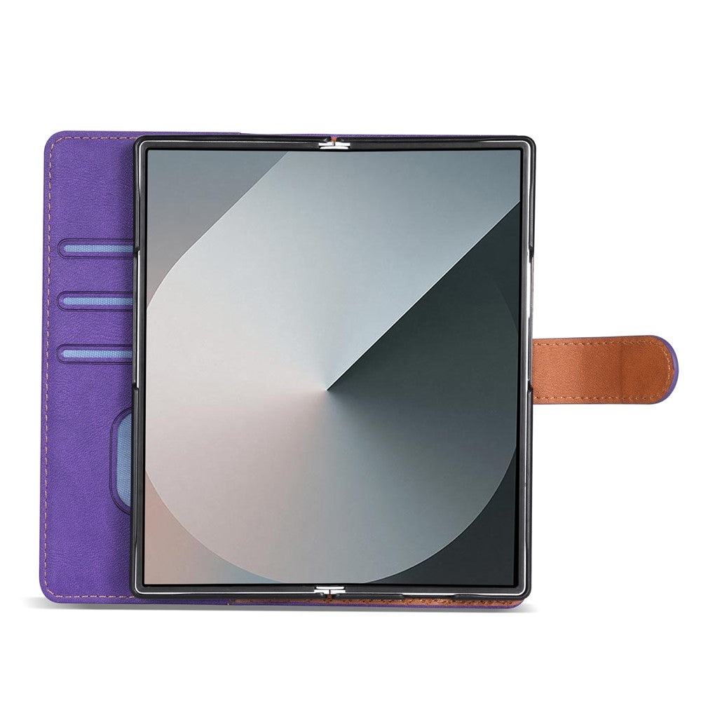 N.BEKUS CSJ-001 For Samsung Galaxy Z Fold7 5G Stand Case PU Leather Wallet Phone Cover - Purple