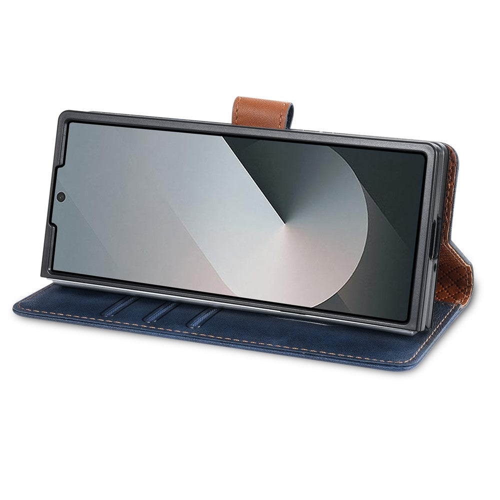 N.BEKUS CSJ-001 For Samsung Galaxy Z Fold7 5G Stand Case PU Leather Wallet Phone Cover - Blue