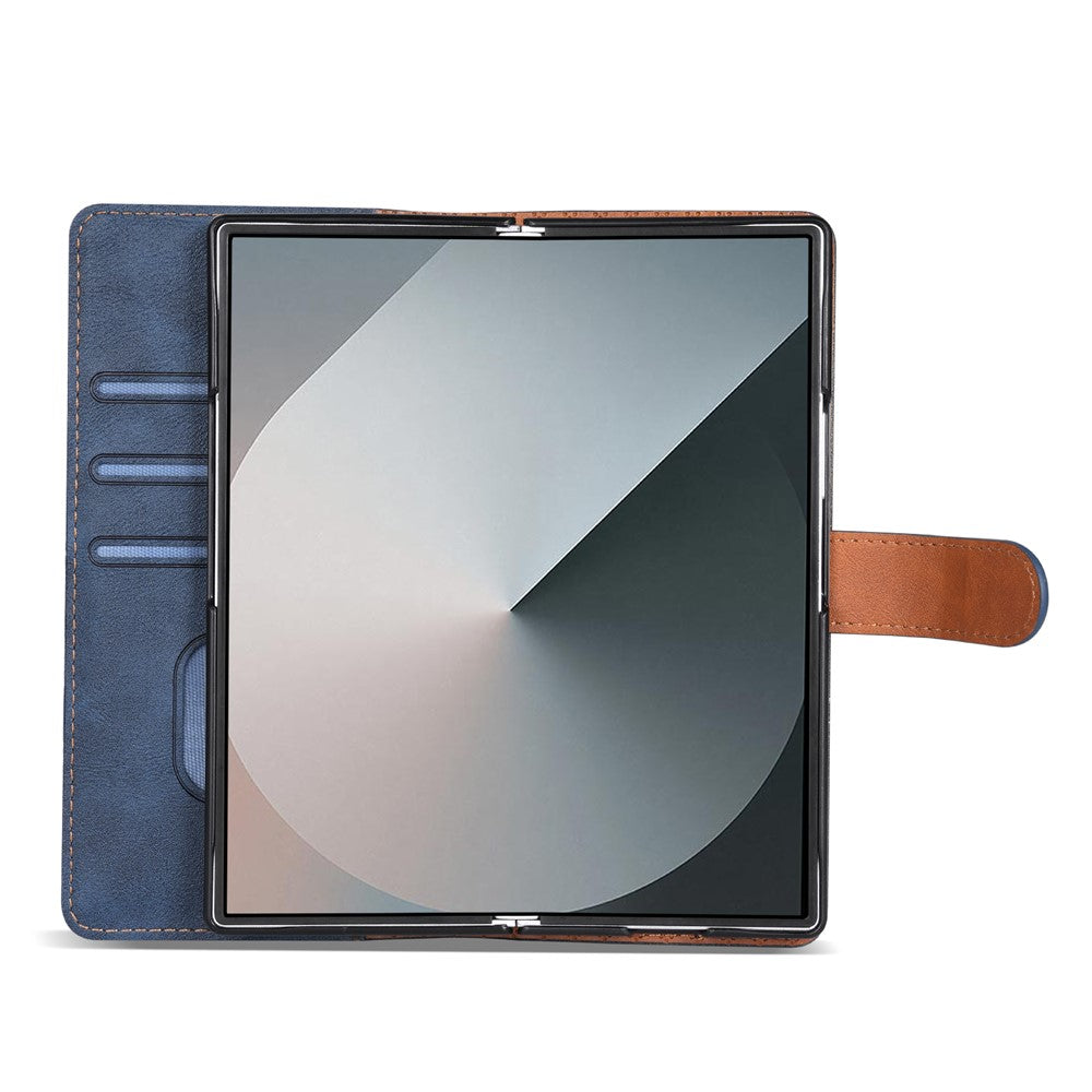 N.BEKUS CSJ-001 For Samsung Galaxy Z Fold7 5G Stand Case PU Leather Wallet Phone Cover - Blue