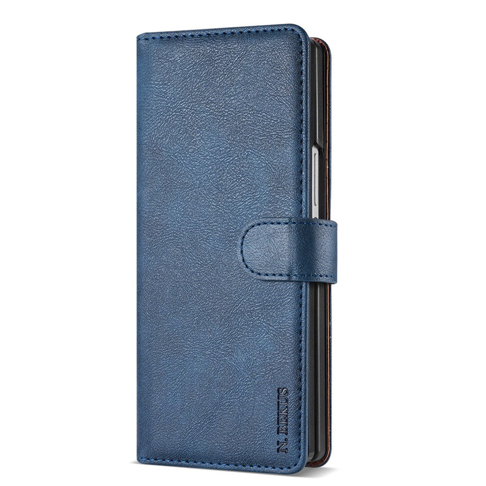 N.BEKUS CSJ-001 For Samsung Galaxy Z Fold7 5G Stand Case PU Leather Wallet Phone Cover - Blue