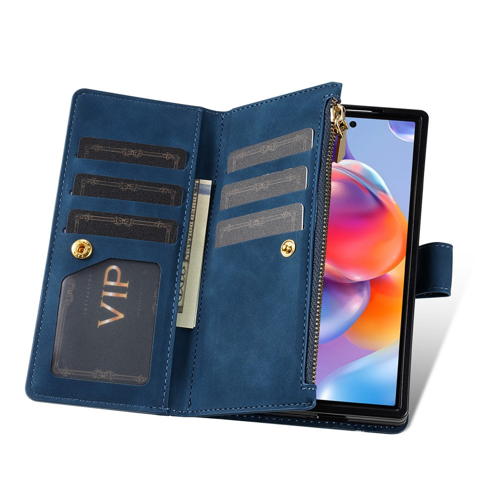 For Samsung Galaxy Z Fold7 5G PU + PC Case Color Splicing Leather Phone Cover with Strap - Blue