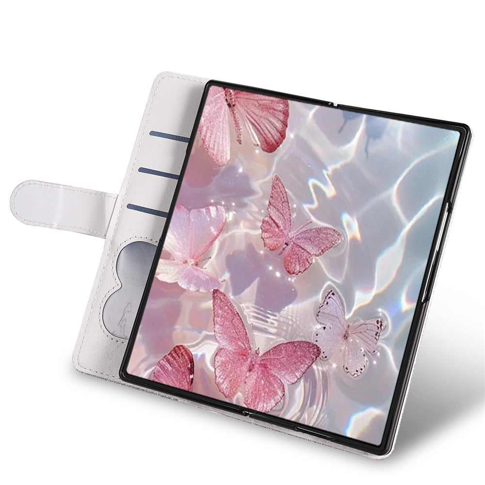 For Samsung Galaxy Z Fold7 5G PU + PC Stand Case Glitter Phone Leather Cover Zipper Pocket with Strap - Silver