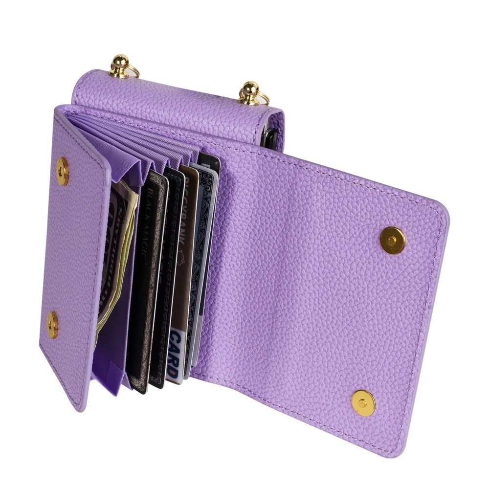 For Samsung Galaxy Z Flip7 5G Case Card Slots PU + PC Phone Cover with Long Strap - Purple