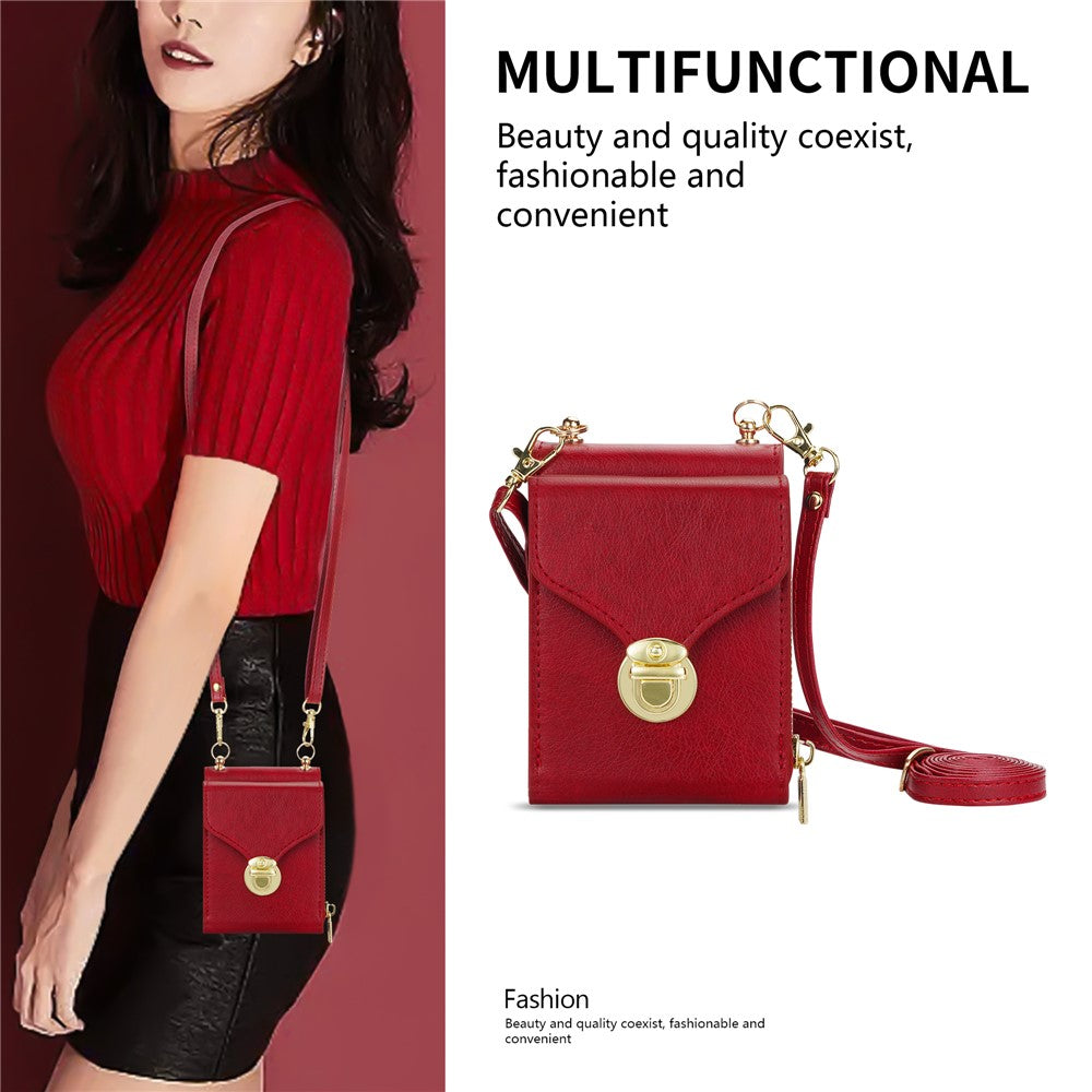 For Samsung Galaxy Z Flip7 5G Case Zipper Wallet PU Leather TPU PC Phone Cover with Shoulder Strap - Red
