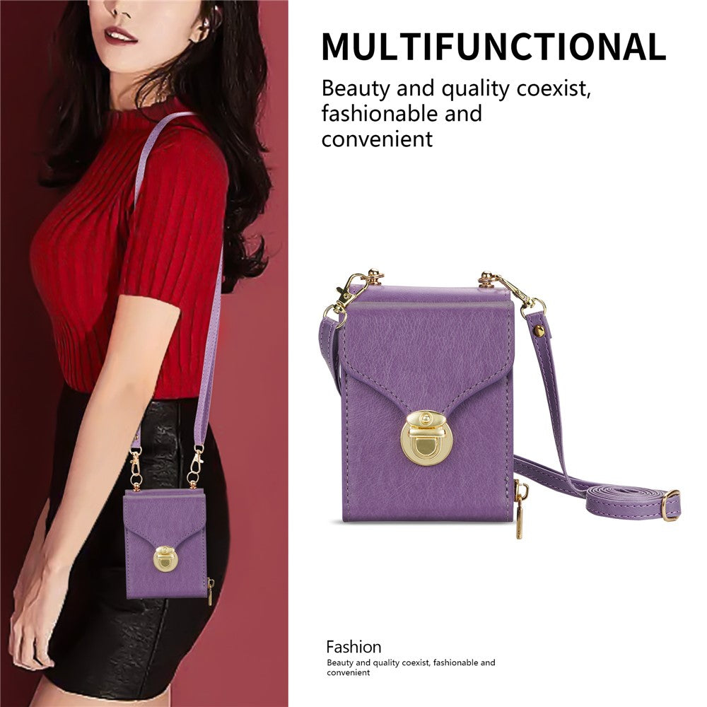 For Samsung Galaxy Z Flip7 5G Case Zipper Wallet PU Leather TPU PC Phone Cover with Shoulder Strap - Purple