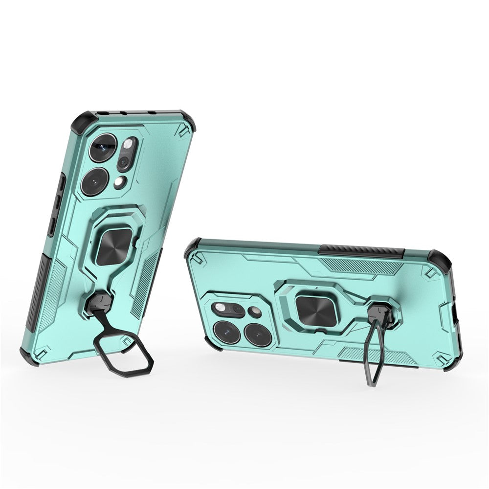 For Oppo Reno14 Pro 5G (Global) Case Rotatable Ring Kickstand PC + TPU Shockproof Phone Cover - Green