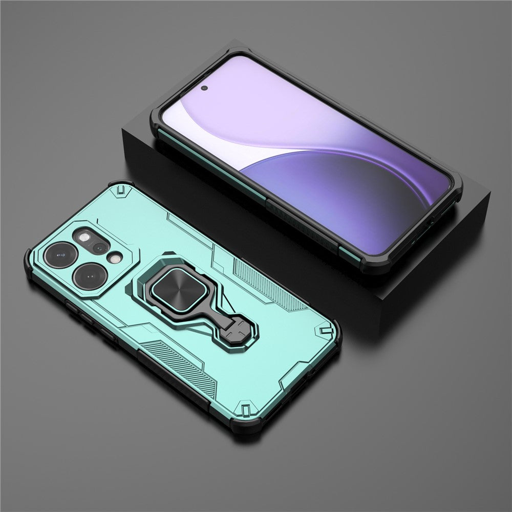 For Oppo Reno14 Pro 5G (Global) Case Rotatable Ring Kickstand PC + TPU Shockproof Phone Cover - Green
