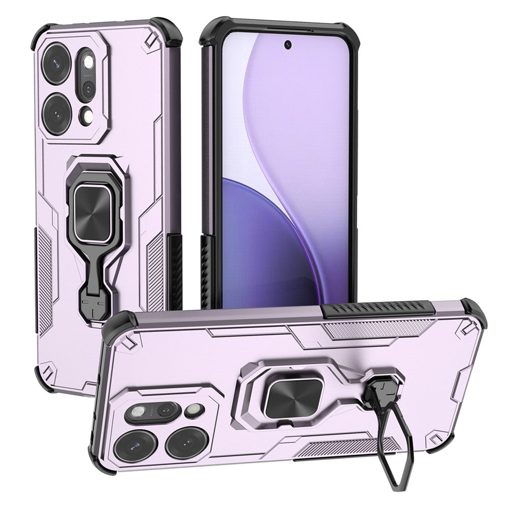 For Oppo Reno14 Pro 5G (Global) Case Rotatable Ring Kickstand PC + TPU Shockproof Phone Cover - Purple