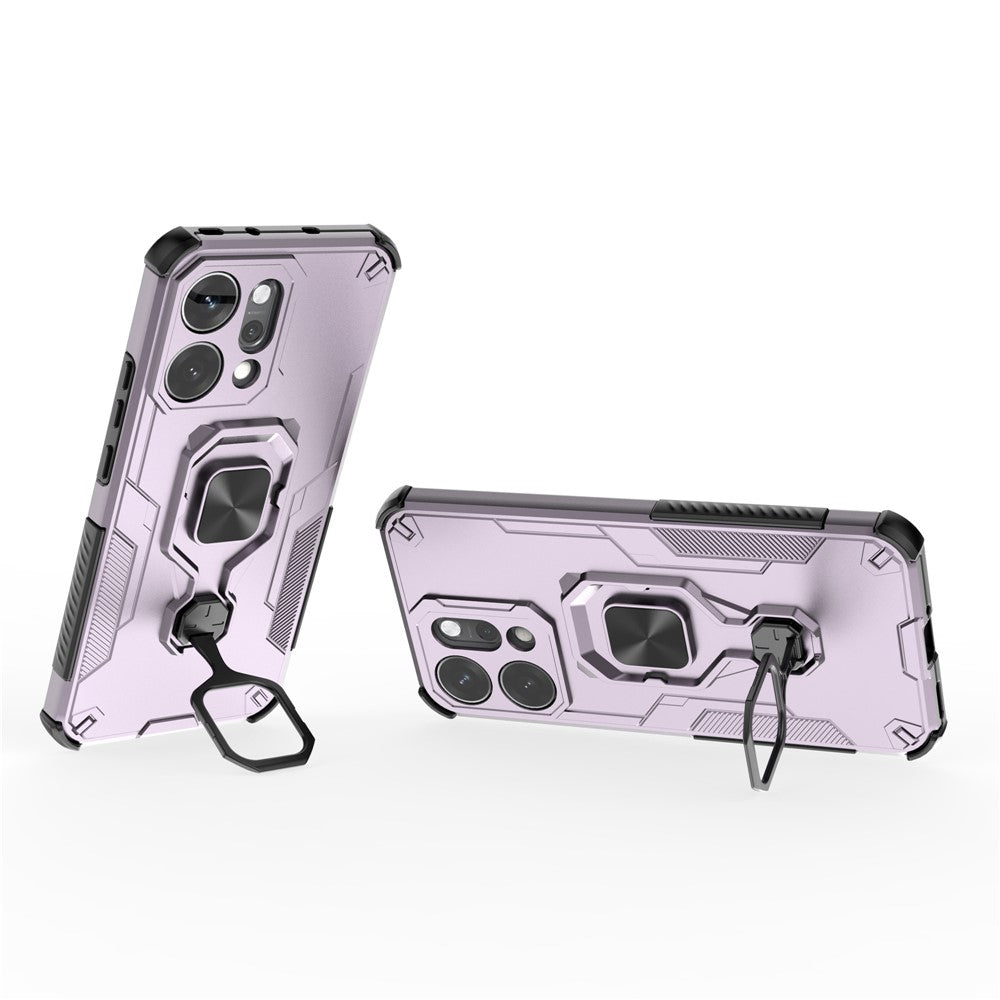 For Oppo Reno14 Pro 5G (Global) Case Rotatable Ring Kickstand PC + TPU Shockproof Phone Cover - Purple