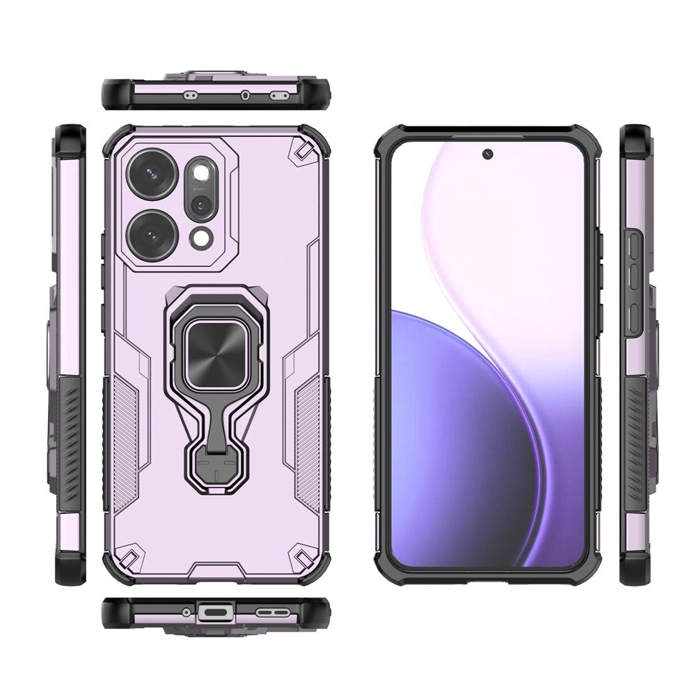 For Oppo Reno14 Pro 5G (Global) Case Rotatable Ring Kickstand PC + TPU Shockproof Phone Cover - Purple