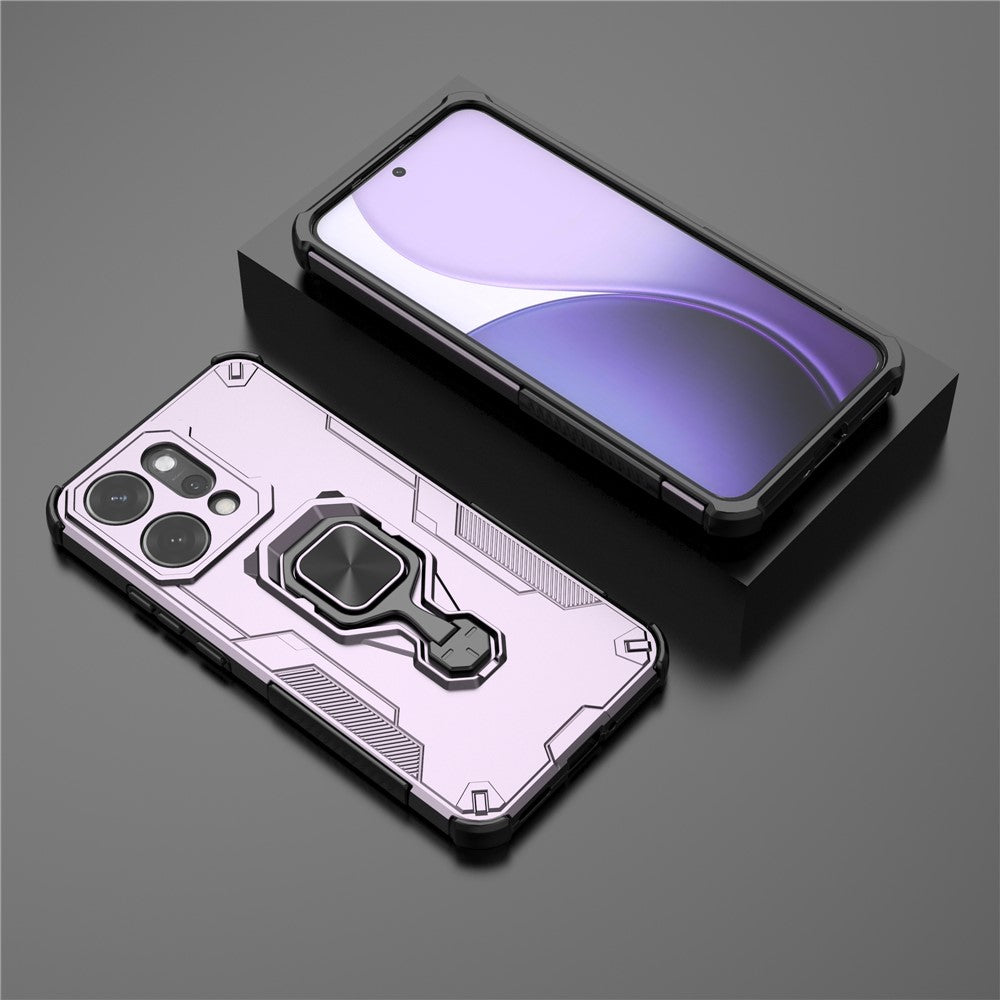 For Oppo Reno14 Pro 5G (Global) Case Rotatable Ring Kickstand PC + TPU Shockproof Phone Cover - Purple