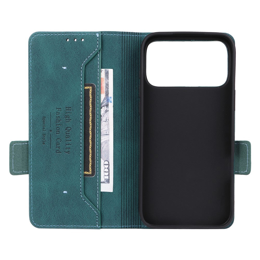 For iPhone 17 Pro Max Case Leather Wallet Flip Phone Cover with Hardware Decor - Blue