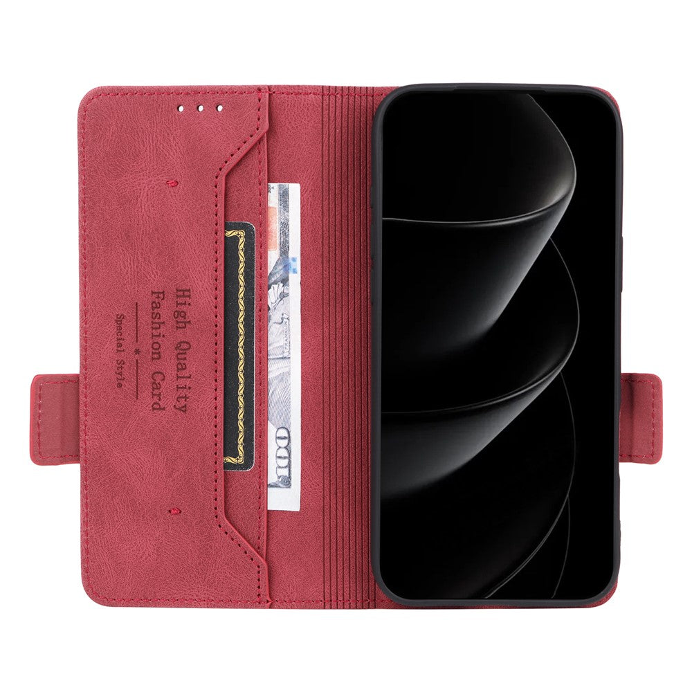 For iPhone 17 Pro Max Case Leather Wallet Flip Phone Cover with Hardware Decor - Rose