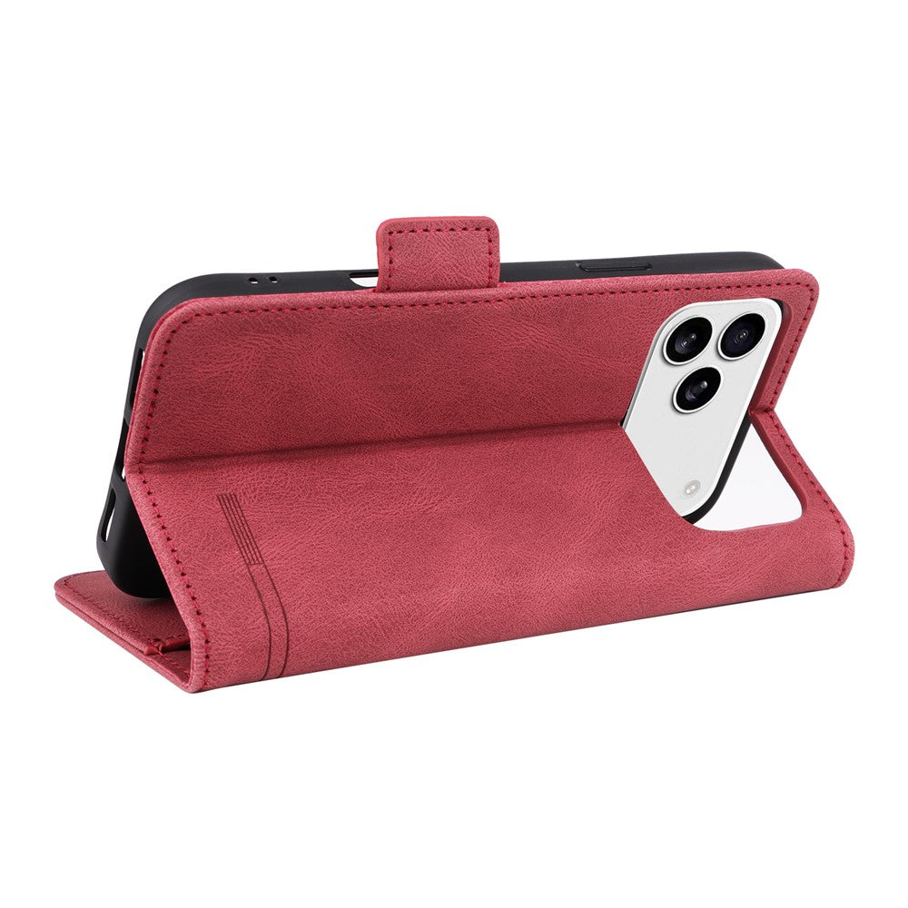 For iPhone 17 Pro Max Case Leather Wallet Flip Phone Cover with Hardware Decor - Rose