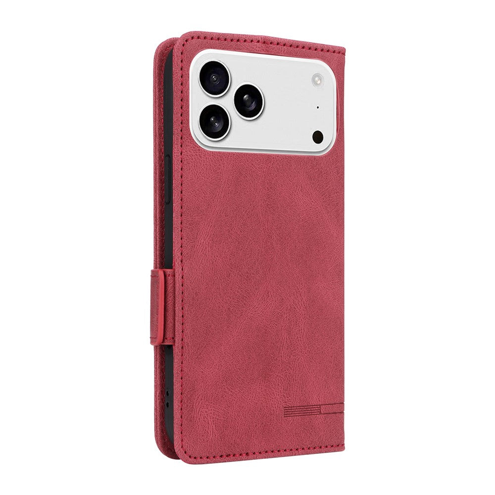 For iPhone 17 Pro Max Case Leather Wallet Flip Phone Cover with Hardware Decor - Rose
