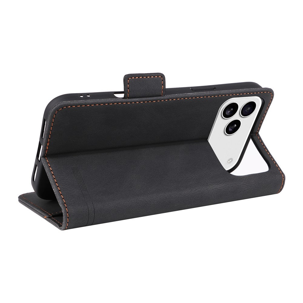 For iPhone 17 Pro Max Case Leather Wallet Flip Phone Cover with Hardware Decor - Black