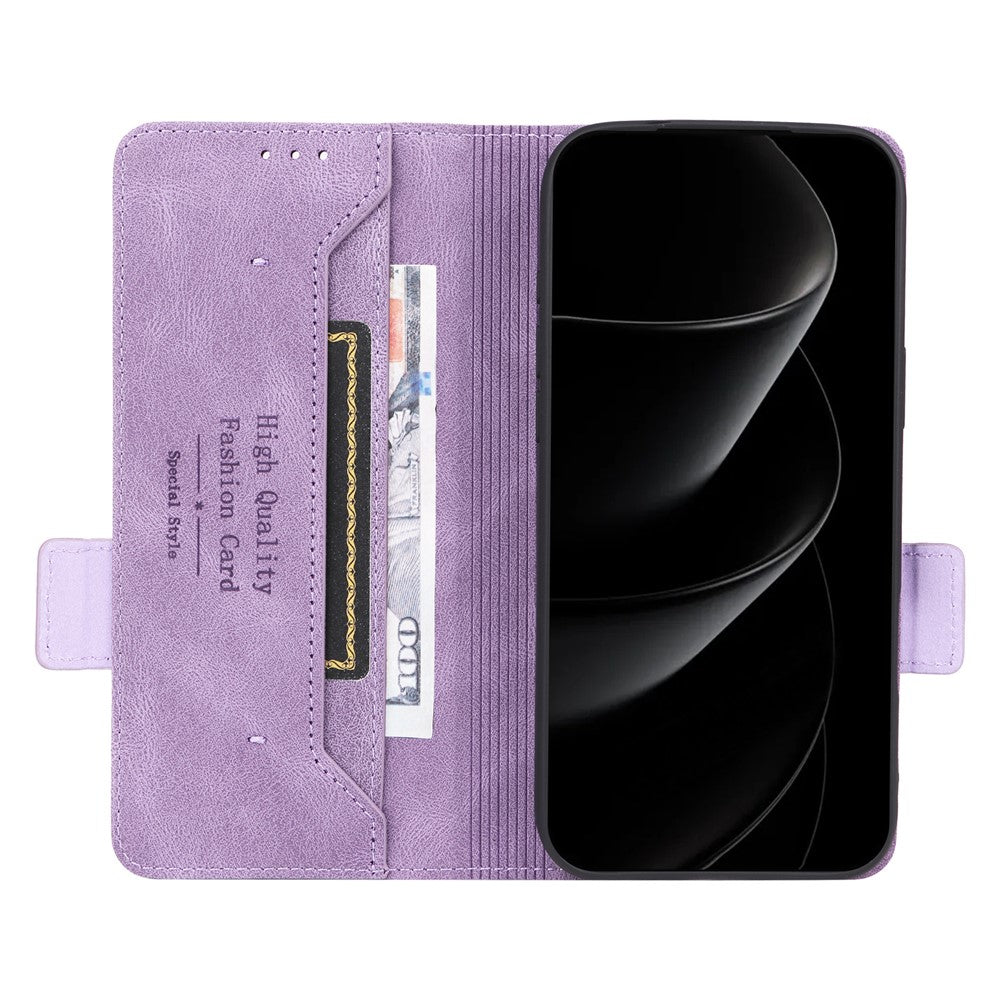 For iPhone 17 Pro Max Case Leather Wallet Flip Phone Cover with Hardware Decor - Purple