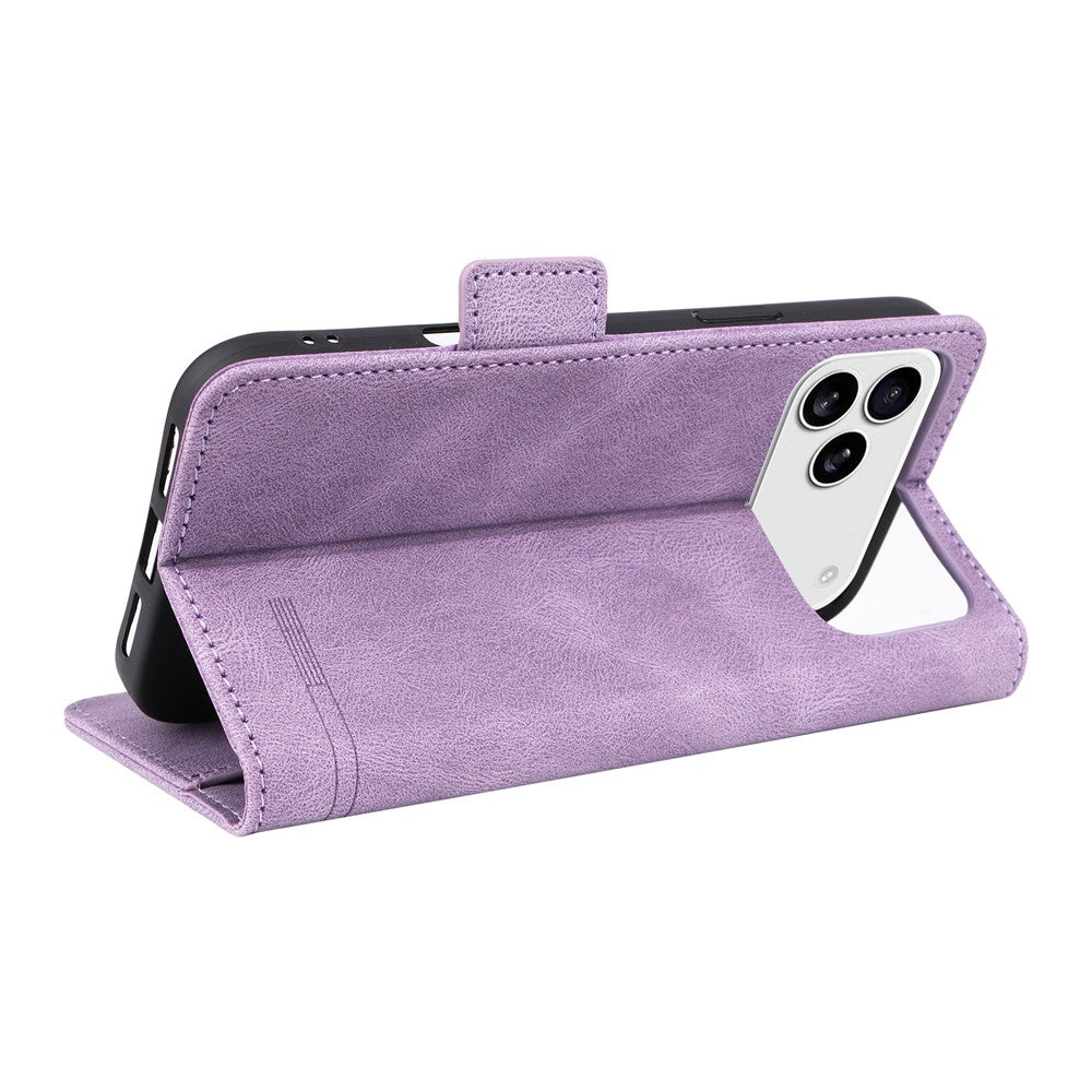 For iPhone 17 Pro Max Case Leather Wallet Flip Phone Cover with Hardware Decor - Purple