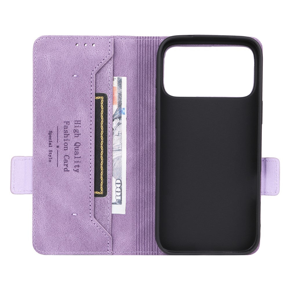 For iPhone 17 Pro Max Case Leather Wallet Flip Phone Cover with Hardware Decor - Purple