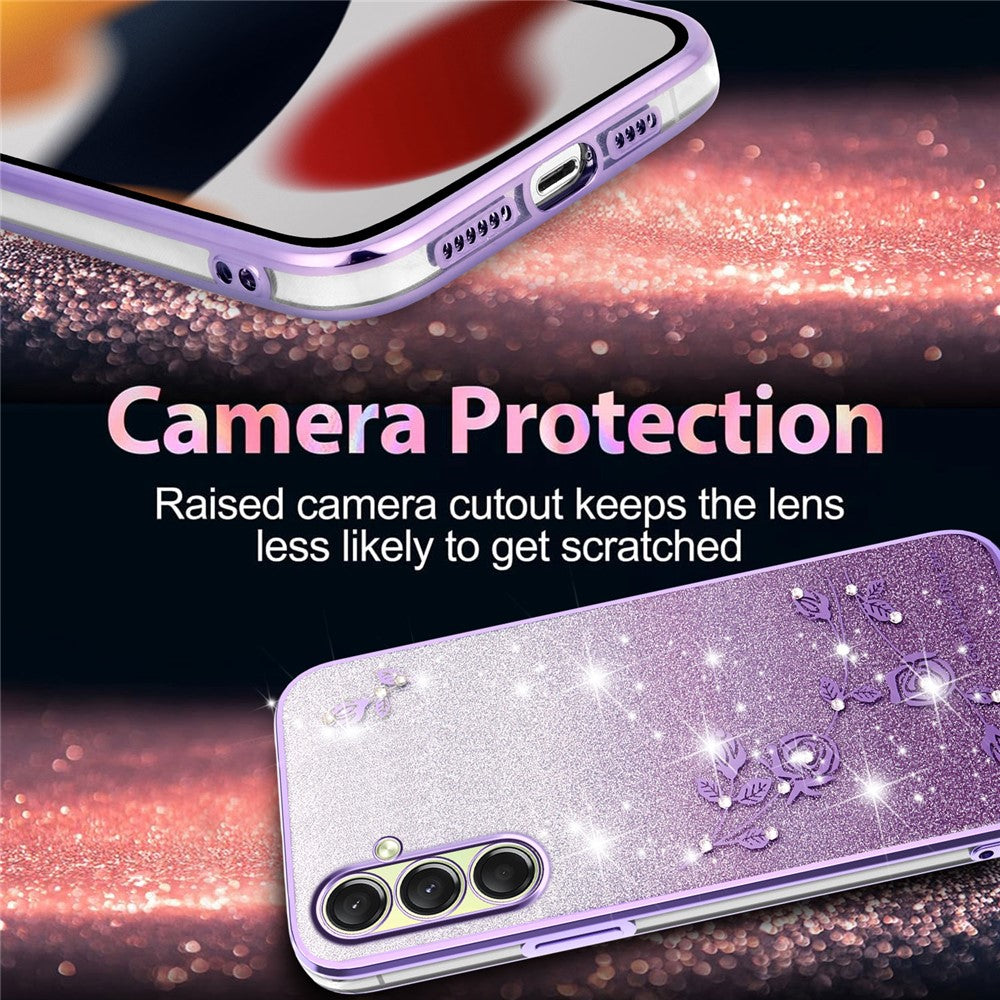 KADEM For Samsung Galaxy A17 5G Case Flower TPU Flexible Gradient Phone Cover - Purple