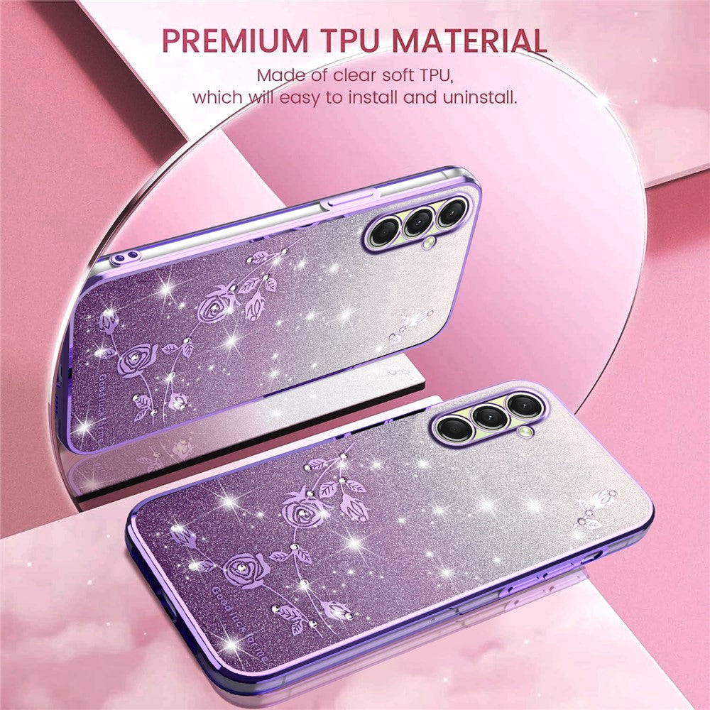KADEM For Samsung Galaxy A17 5G Case Flower TPU Flexible Gradient Phone Cover - Purple