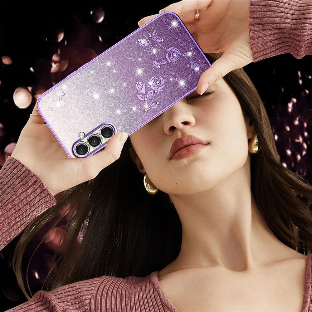 KADEM For Samsung Galaxy A17 5G Case Flower TPU Flexible Gradient Phone Cover - Purple