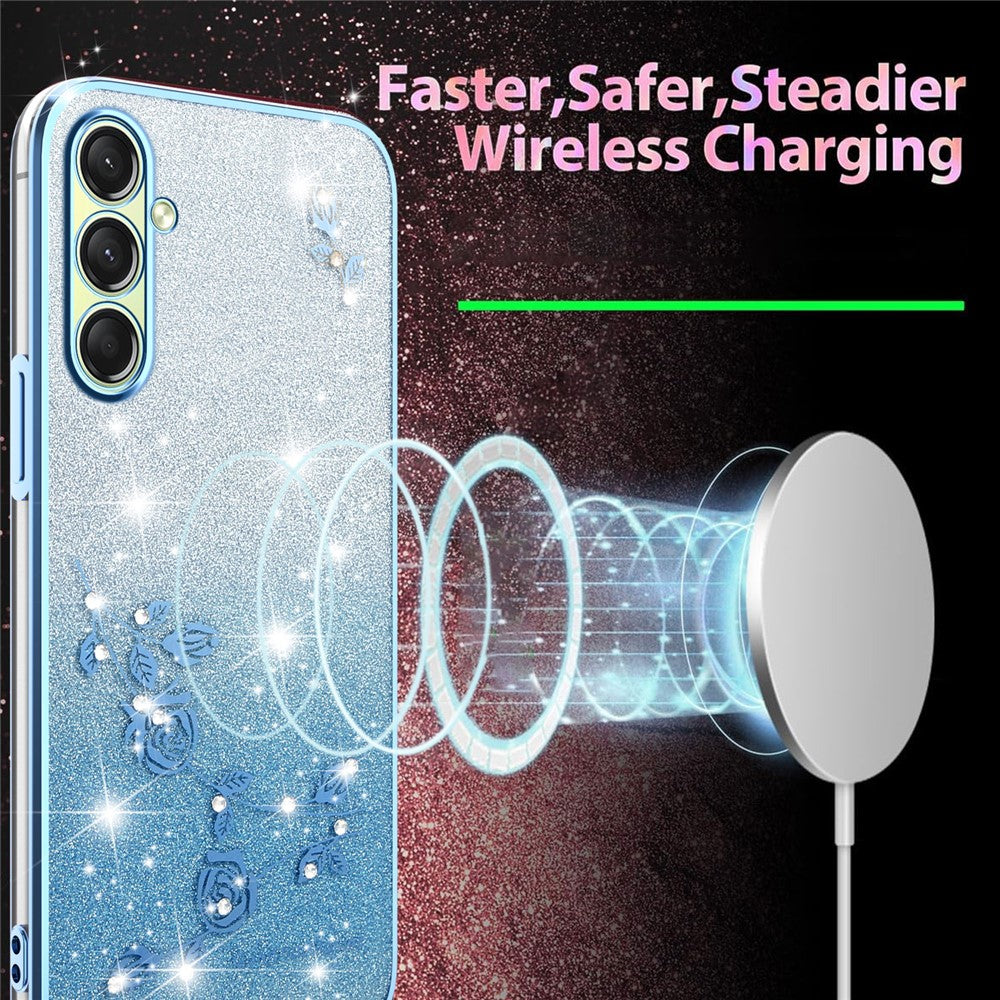 KADEM For Samsung Galaxy A17 5G Case Flower TPU Flexible Gradient Phone Cover - Blue