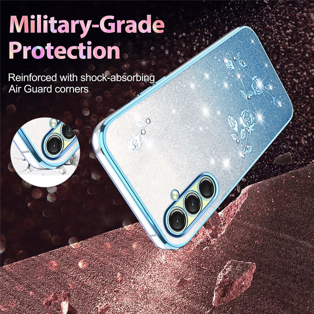 KADEM For Samsung Galaxy A17 5G Case Flower TPU Flexible Gradient Phone Cover - Blue