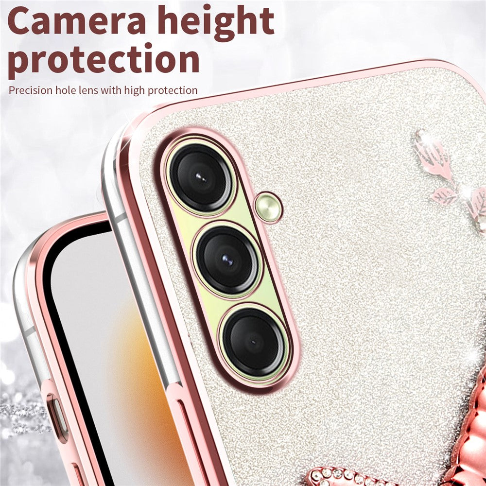 KADEM For Samsung Galaxy A17 5G Case Dragonfly Kickstand TPU Flowers Glitter Phone Cover - Purple