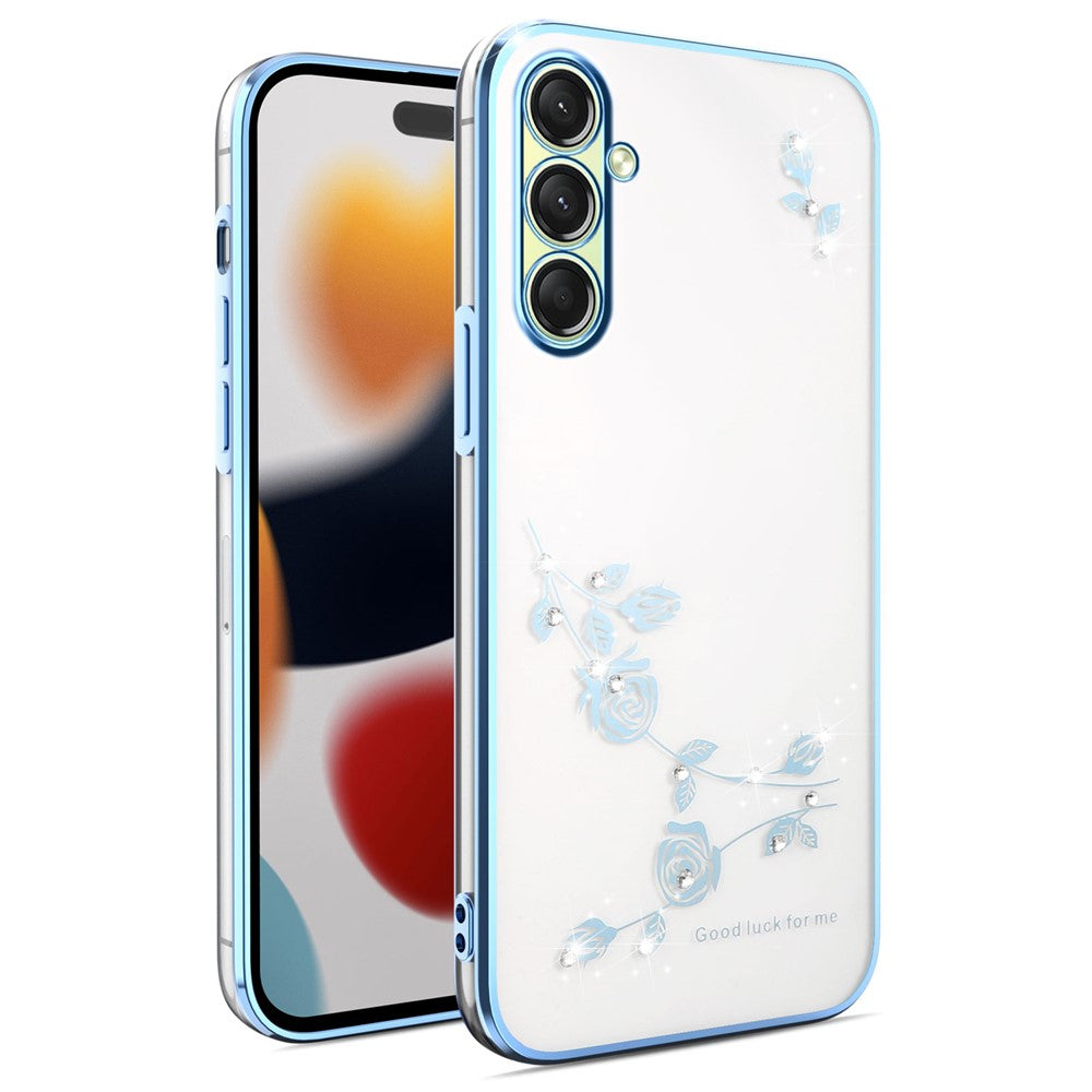 KADEM For Samsung Galaxy A17 5G Case Flower Rhinestone Decor TPU Phone Cover - Blue