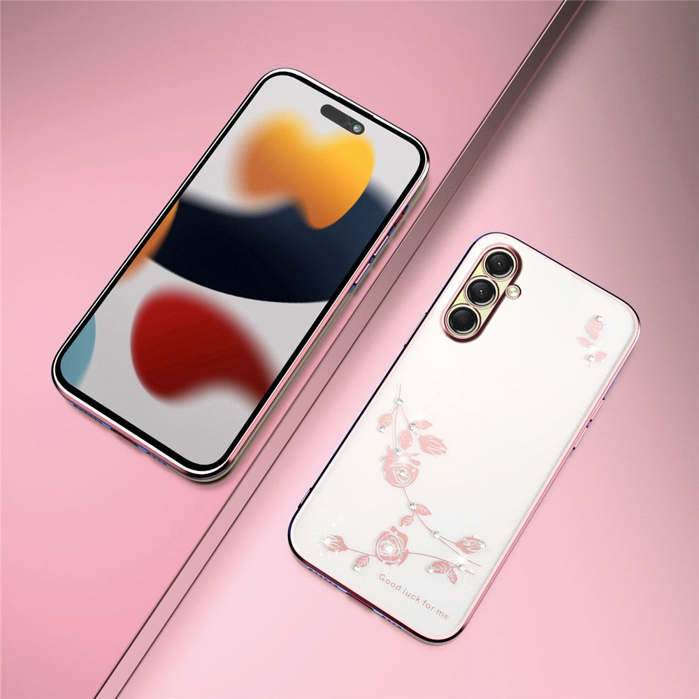KADEM For Samsung Galaxy A17 5G Case Flower Rhinestone Decor TPU Phone Cover - Rose Gold