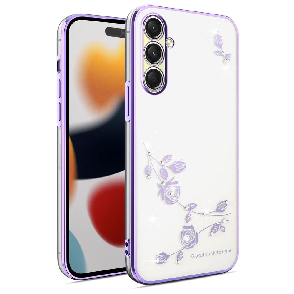 KADEM For Samsung Galaxy A17 5G Case Flower Rhinestone Decor TPU Phone Cover - Purple