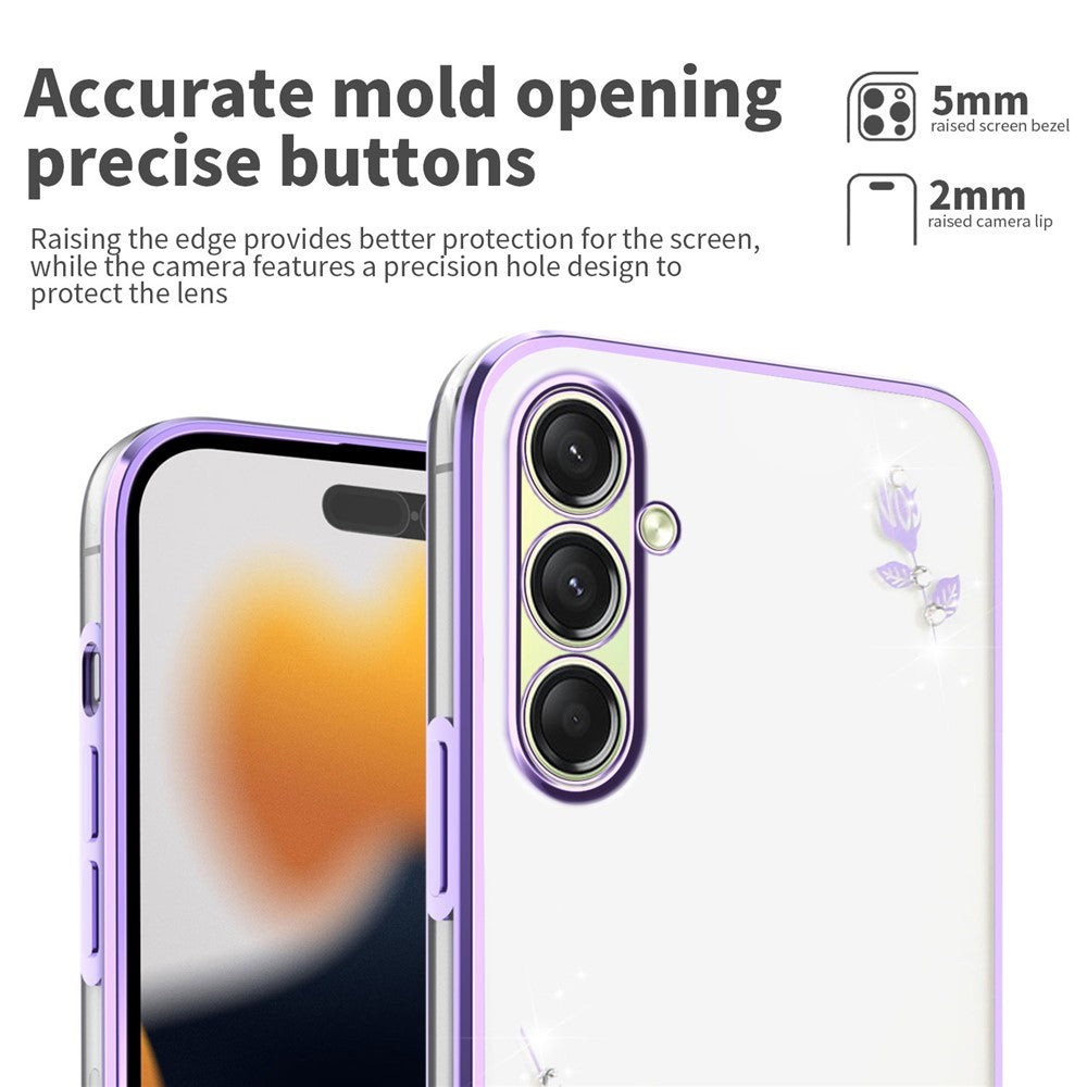 KADEM For Samsung Galaxy A17 5G Case Flower Rhinestone Decor TPU Phone Cover - Purple