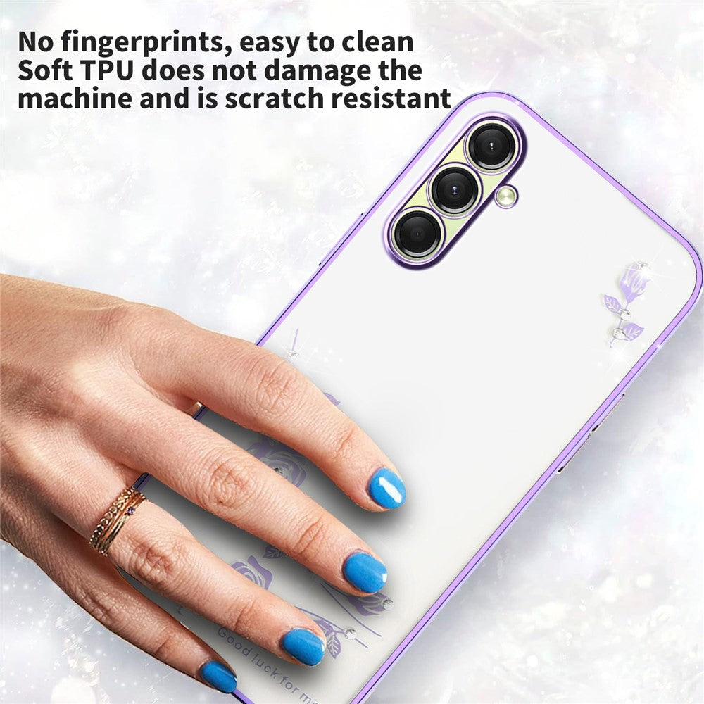 KADEM For Samsung Galaxy A17 5G Case Flower Rhinestone Decor TPU Phone Cover - Purple