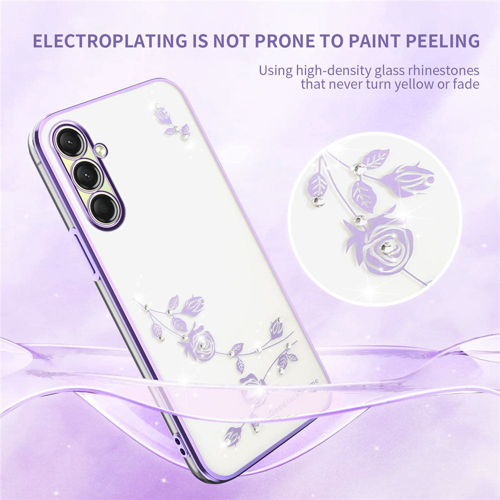 KADEM For Samsung Galaxy A17 5G Case Flower Rhinestone Decor TPU Phone Cover - Purple