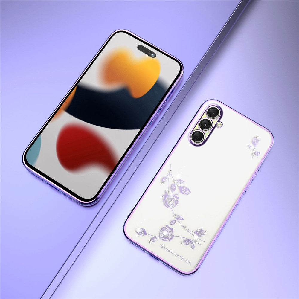 KADEM For Samsung Galaxy A17 5G Case Flower Rhinestone Decor TPU Phone Cover - Purple