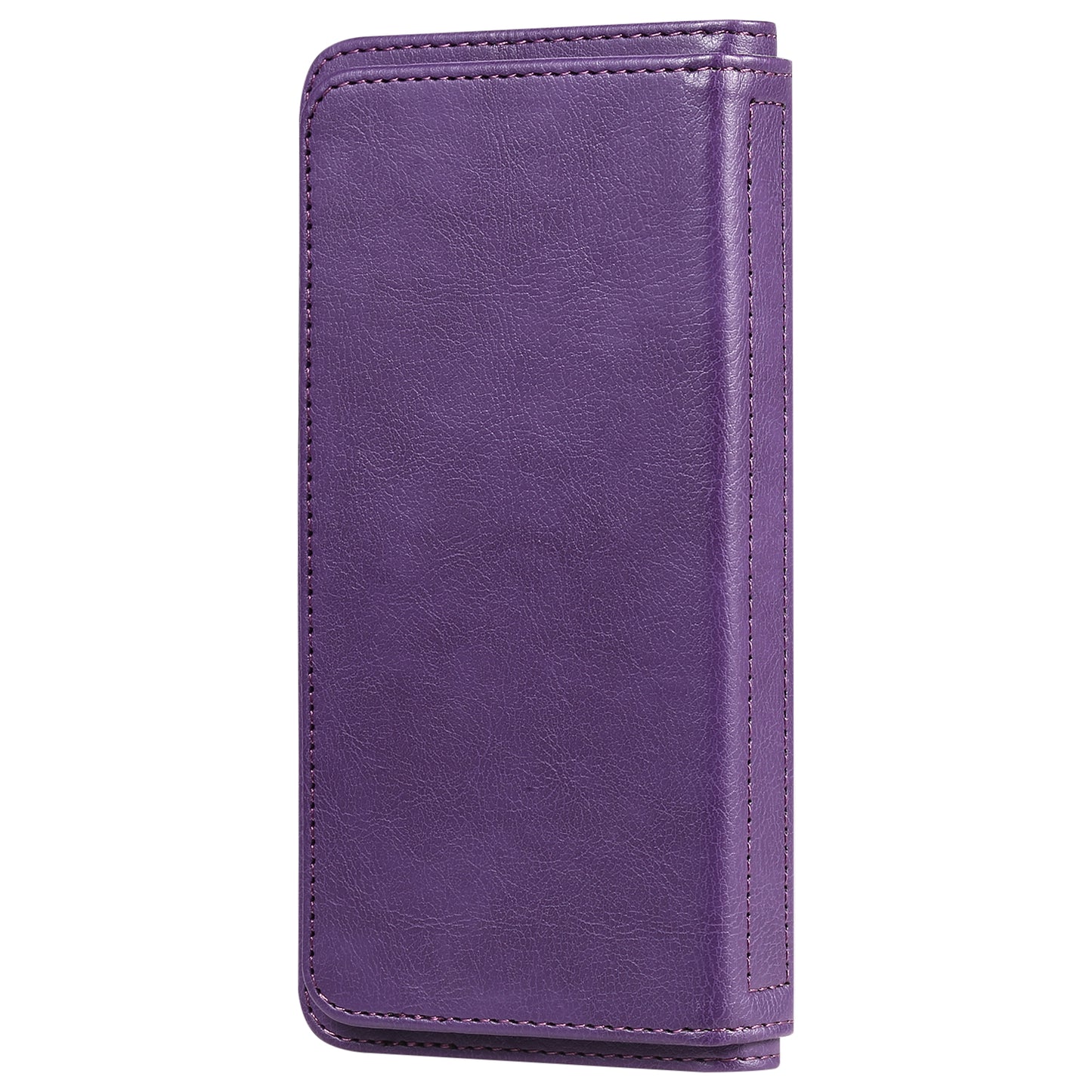 For iPhone 17 Pro Max Leather Case with 10 Card Holder Phone Cover Stand - Purple