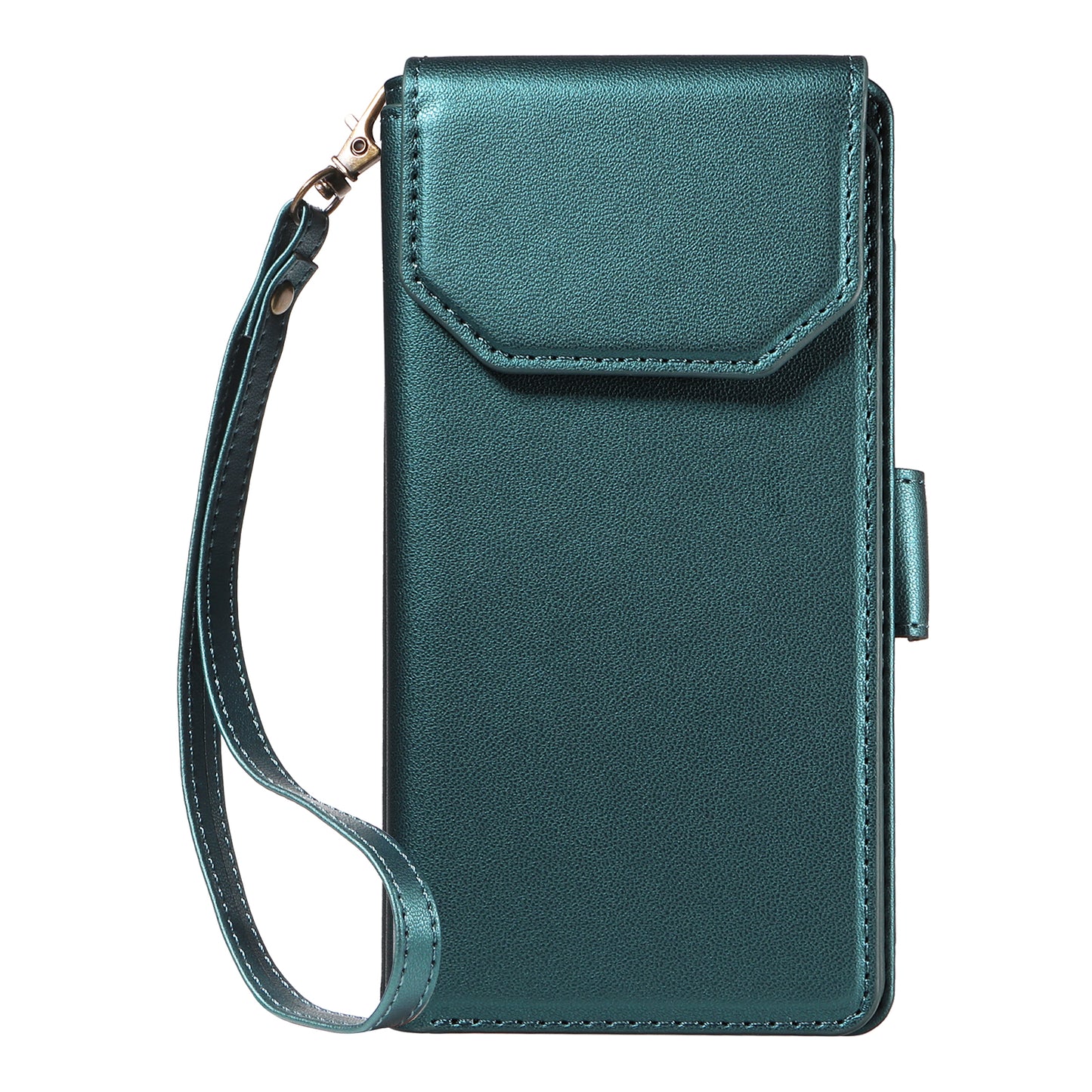 For iPhone 17 Pro Max Case with Multi-Card Holder and Strap PU Leather Phone Cover Stand - Green