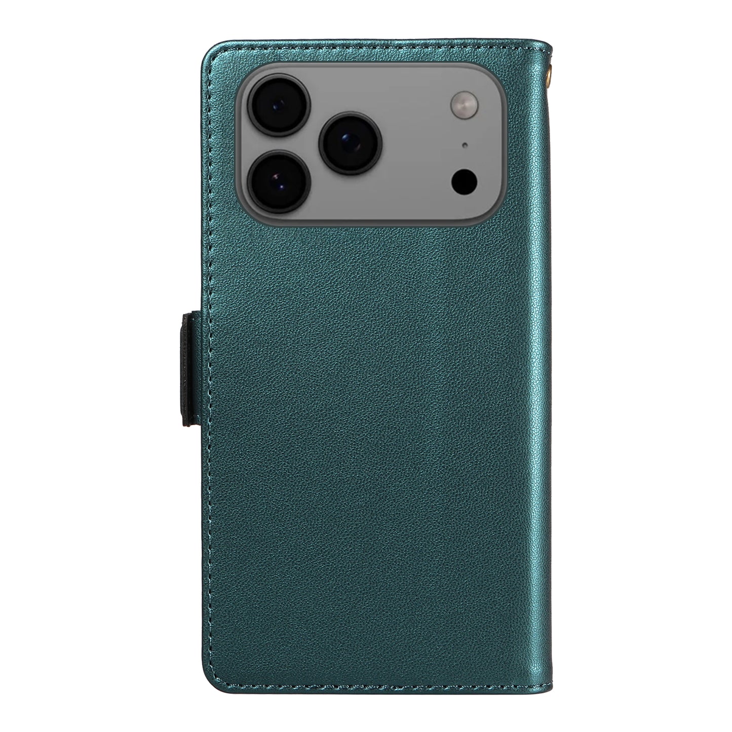 For iPhone 17 Pro Max Case with Multi-Card Holder and Strap PU Leather Phone Cover Stand - Green