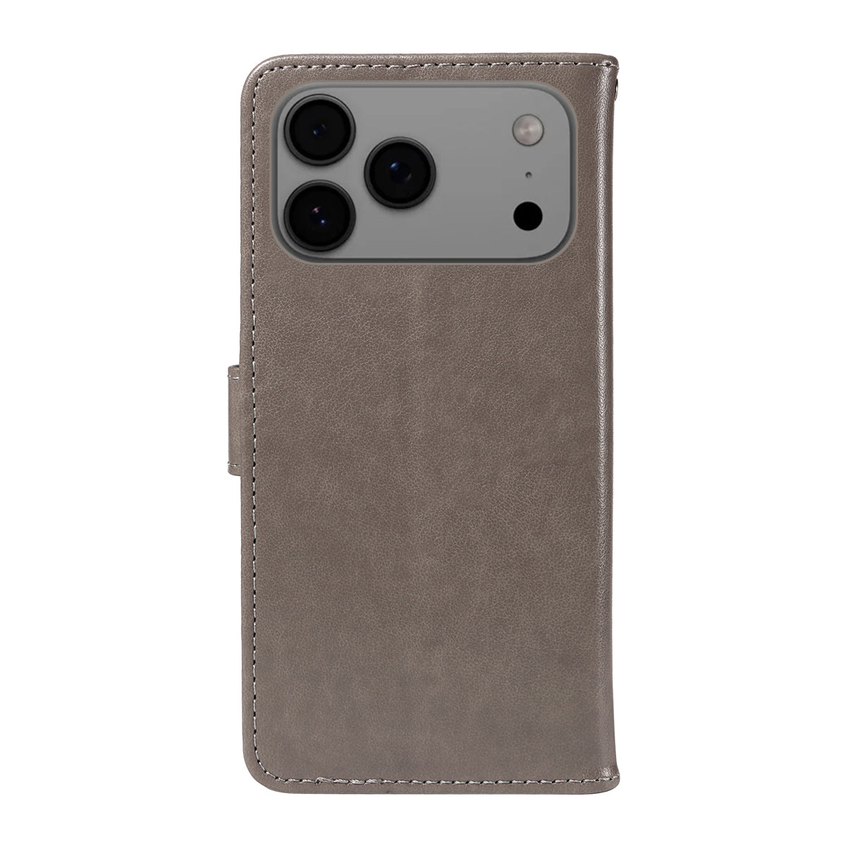 For iPhone 17 Pro Max Leather Wallet Case Cat Bee Pattern Phone Cover Stand - Grey
