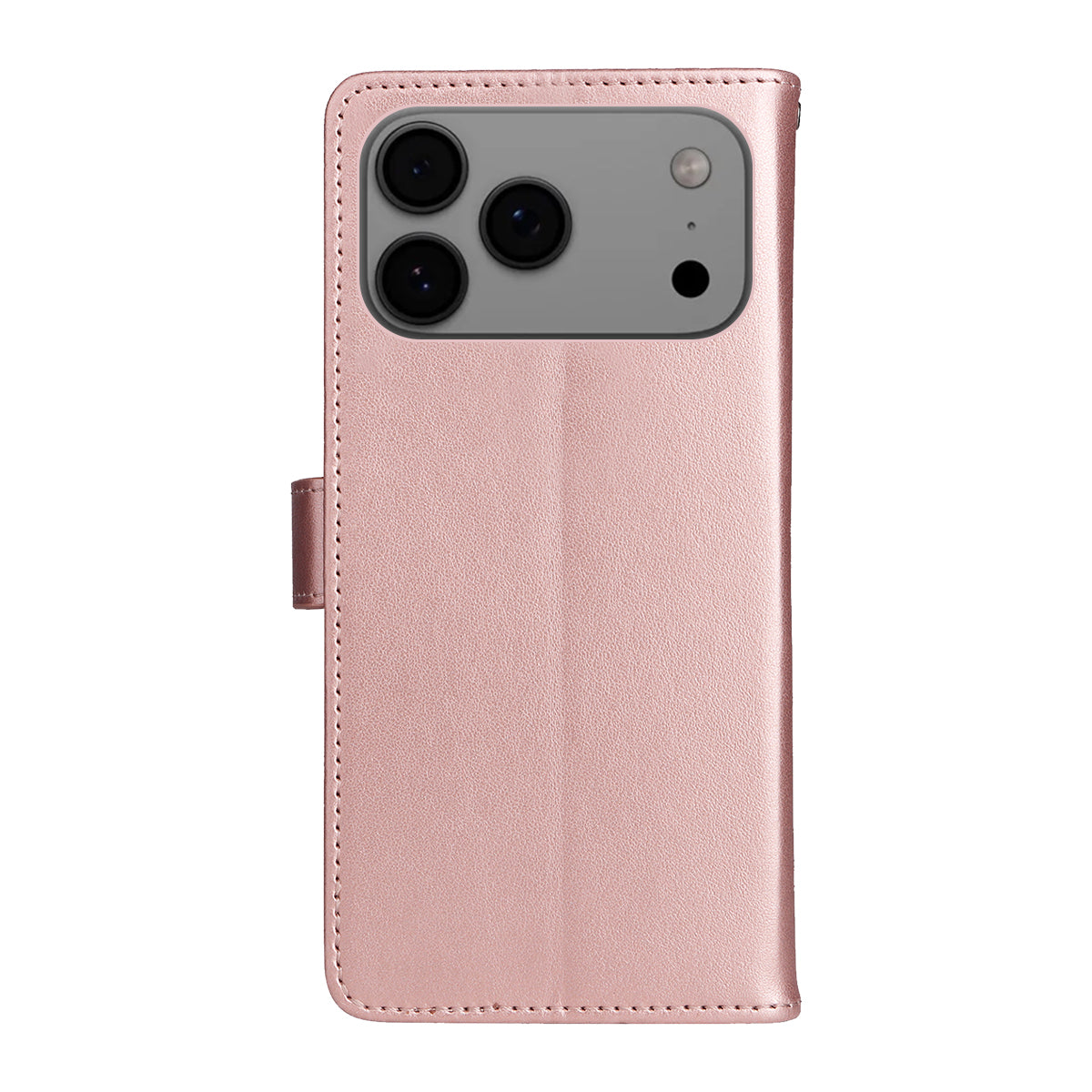 For iPhone 17 Pro Max Leather Wallet Case Cat Bee Pattern Phone Cover Stand - Rose Gold