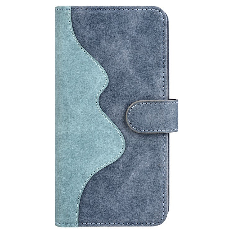 For Samsung Galaxy S23+ Color Splicing PU Leather Phone Case Folio Flip Full Protection Cover with Stand Wallet - Blue
